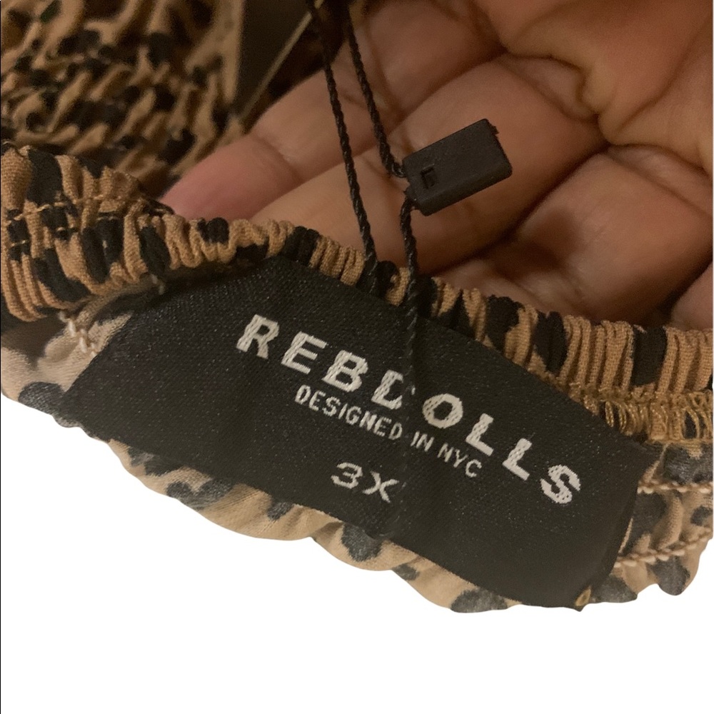 Rebdolls Puff Sleeve Leopard Print Black Brown Elastic Off Shoulder Dress - Picture 11 of 11